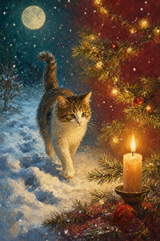 Луна — Кот в новогоднюю ночь