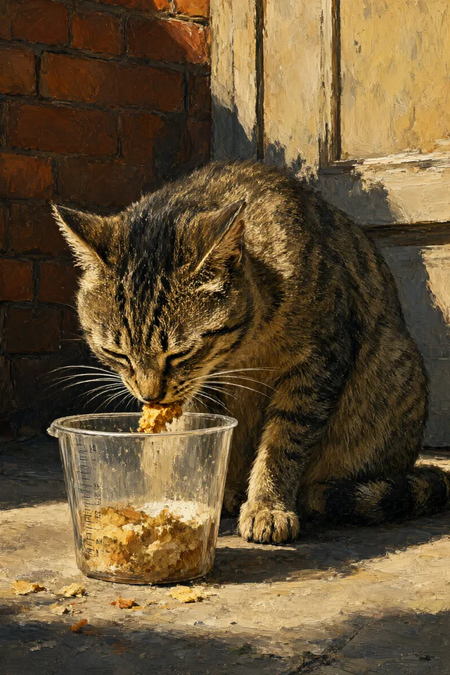 Умеренность — Кот с мерной миской